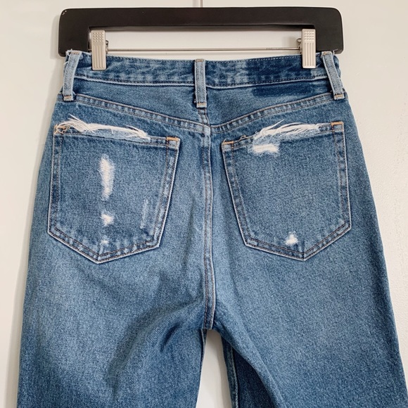 Dark Wash Abercrombie Annie High Rise Girlfriend Distressed Acid Wash Jeans 25 - Picture 6 of 12